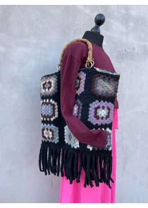 Horgolt patchwork táska