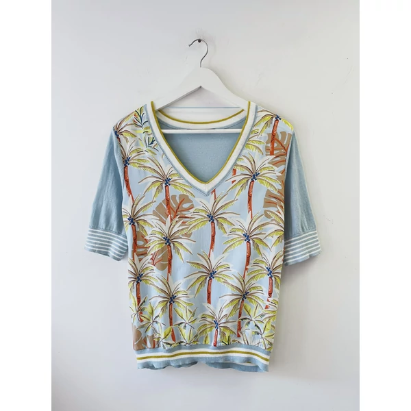Pálmafa mintás blúz