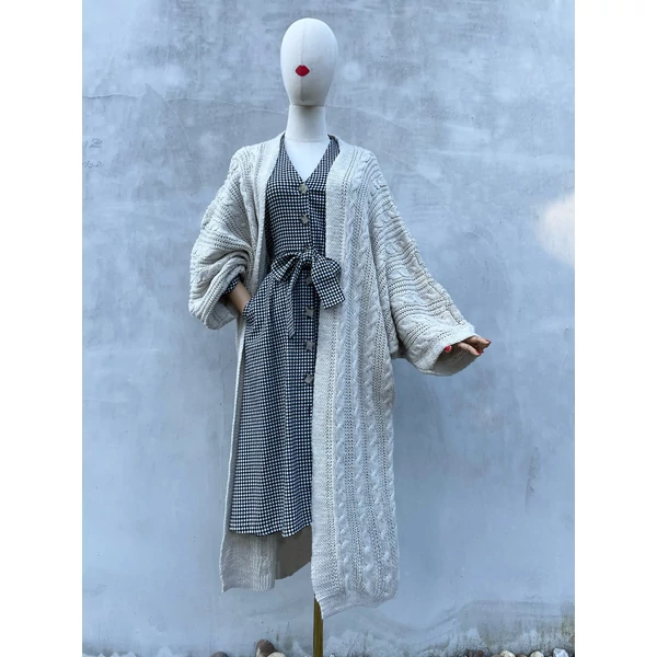 Csavartmintás maxi kardigán