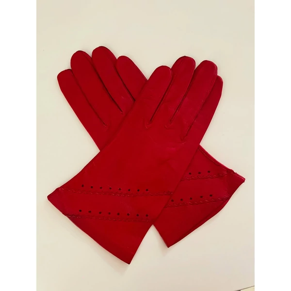 Élénkpiros bőrkesztyű