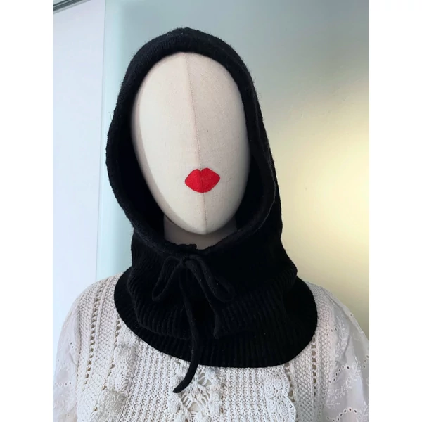 Fekete, kötött balaclava