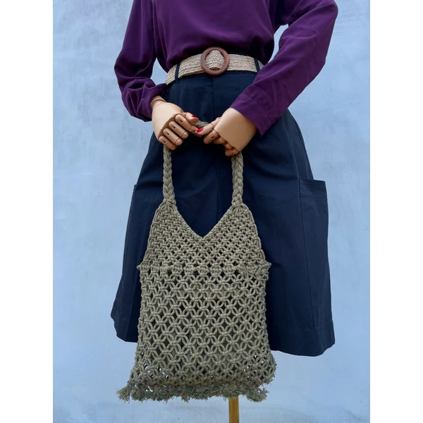 Khaki makramé táska